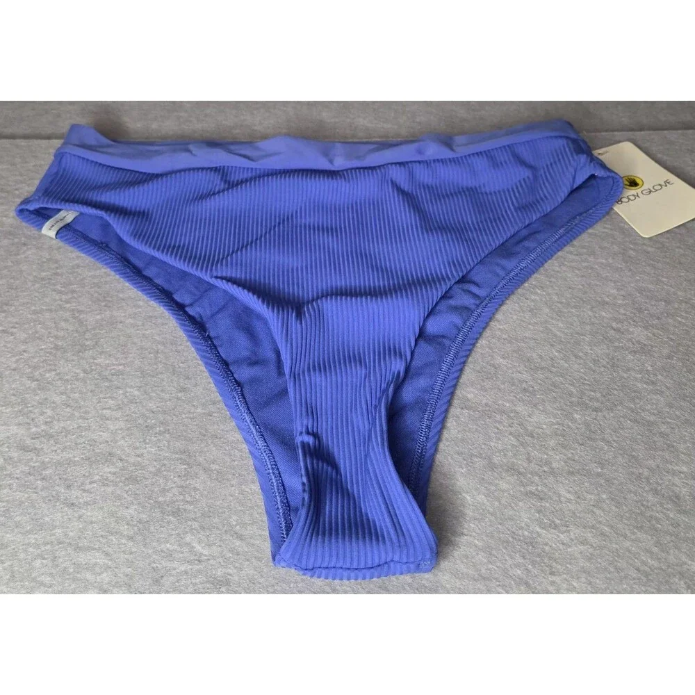 Body Glove Ribbed Bikini Bottoms Women's Large Clearwater Blue Swim Bottom NWT